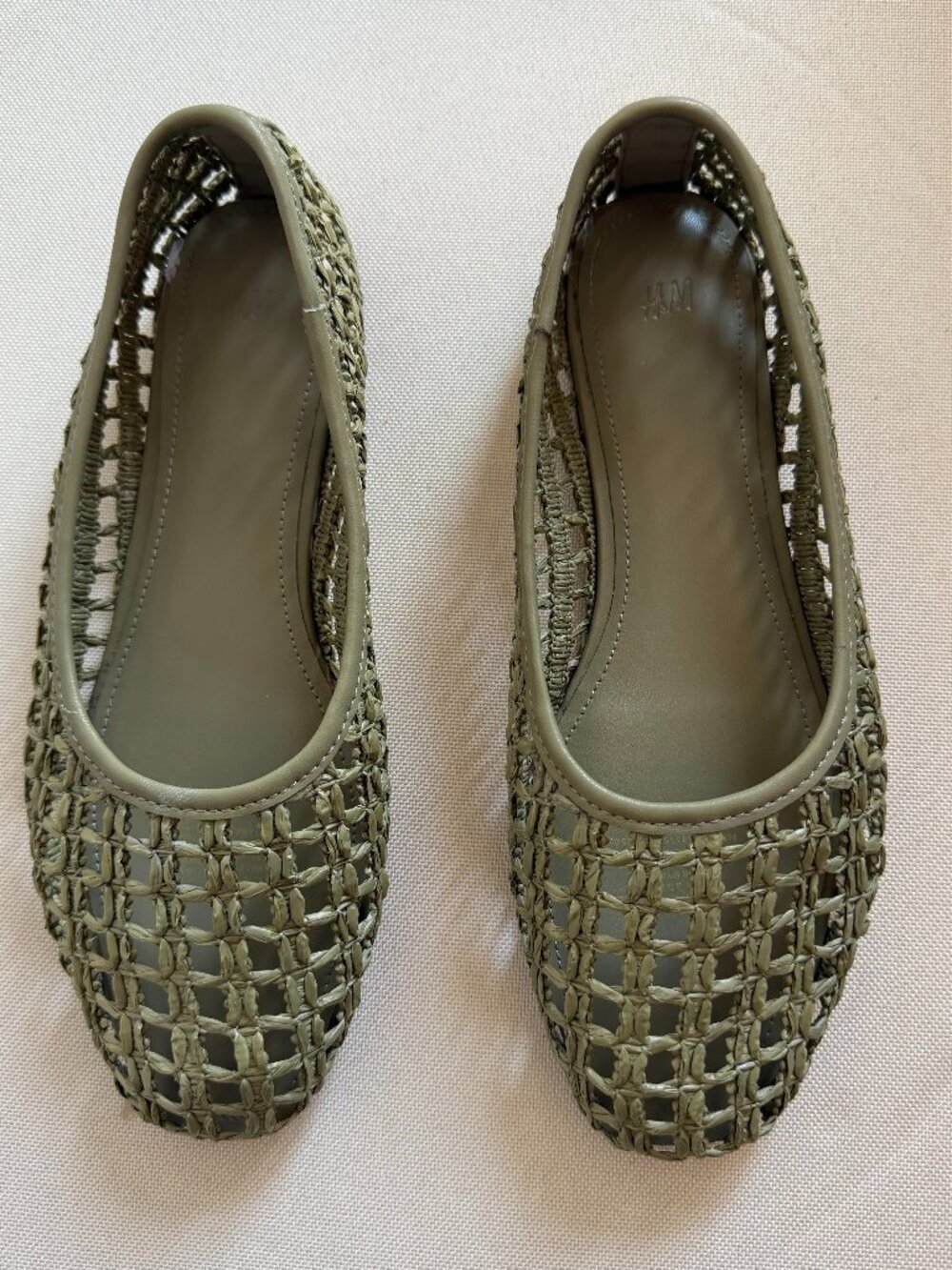 H&M Sage Green Woven Ballet Flats Size 37